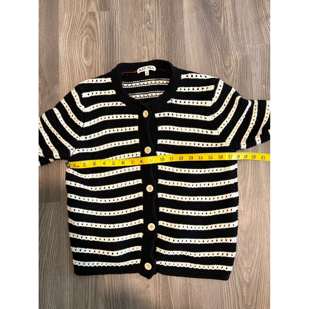 Alex Mill Hailey Women's Striped Knit Cardigan Navy Button Front Size Small - Picture 3 of 7
